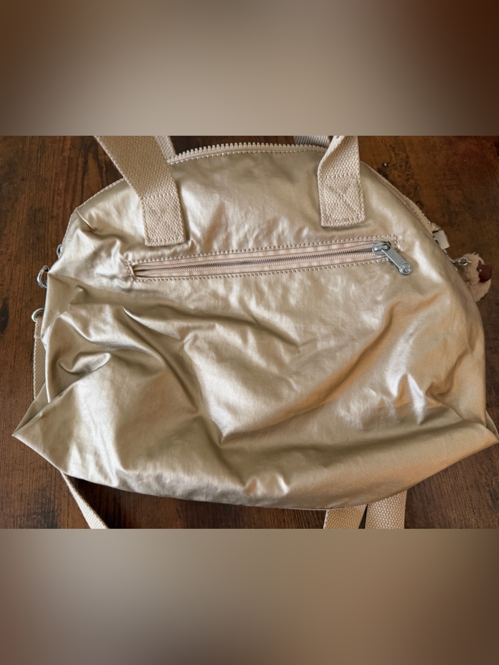 Kipling Metallic Champagne Crossbody Bag with Plush Charm - Picture 6 of 6